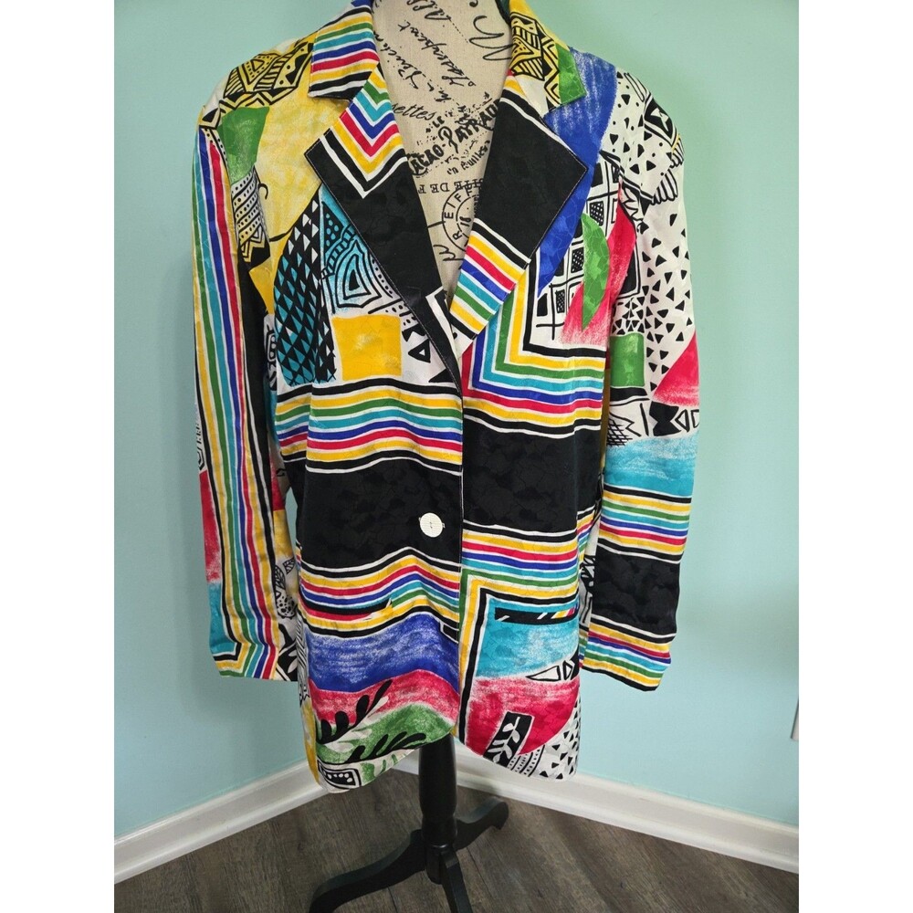 HOWARD WOLF VINTAGE Funky Geometric Multi Color Jacket Buttons 10 USA